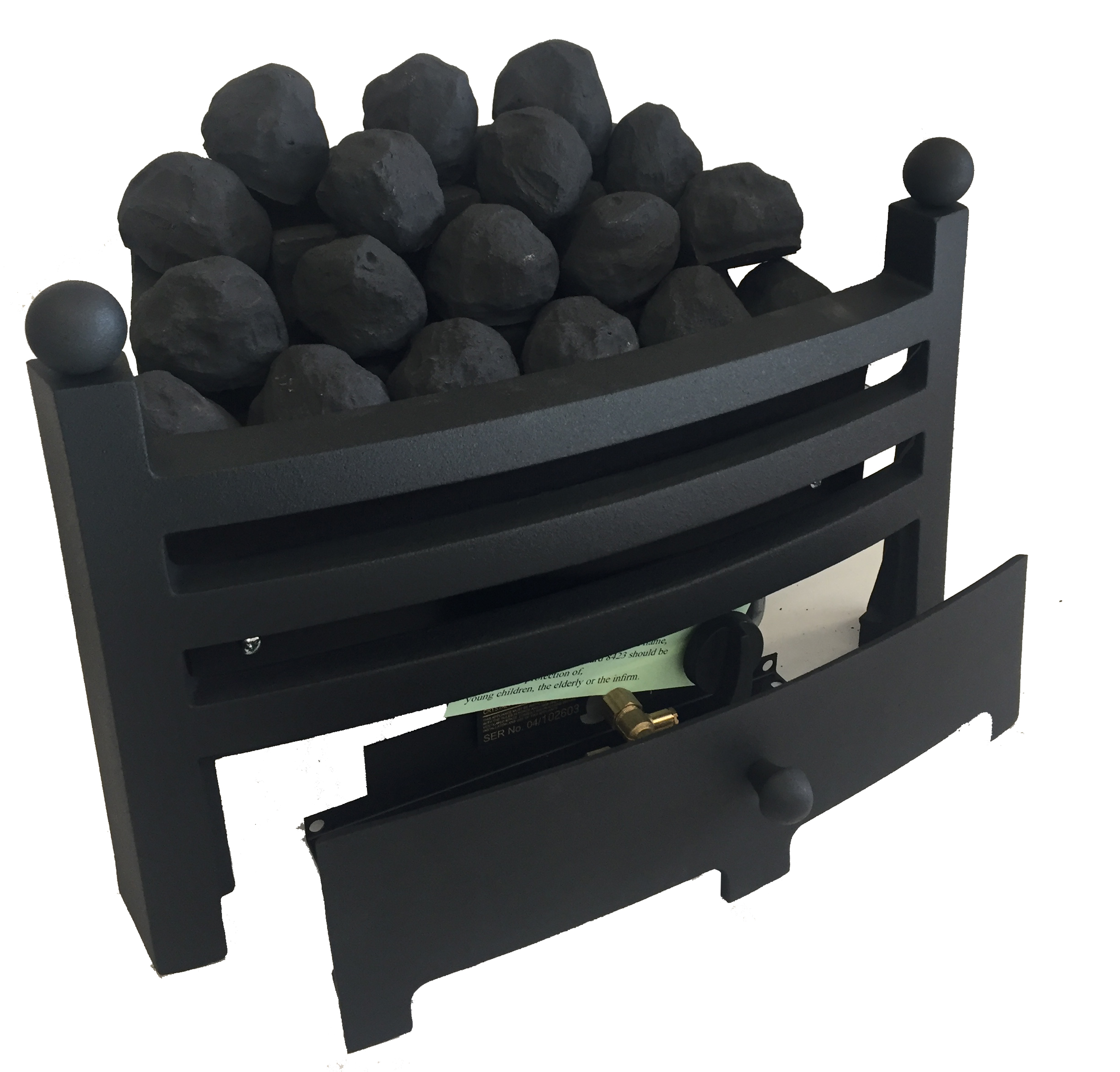 16" Crystal Gas Fire Tray Width at Front 333mm Width at Back 190mm