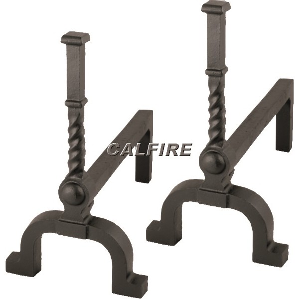 17'' Barley Twist Cast Iron Fire Dogs