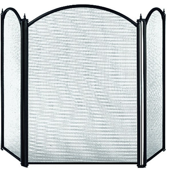26'' Dynasty 3-Fold Fire Screen - Black