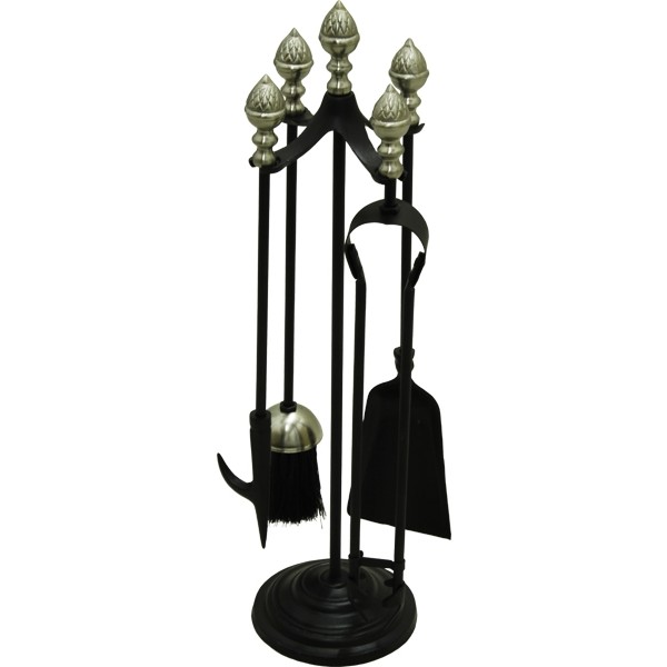 21'' Acorn Companion Set - Black & Satin Nickel Plated