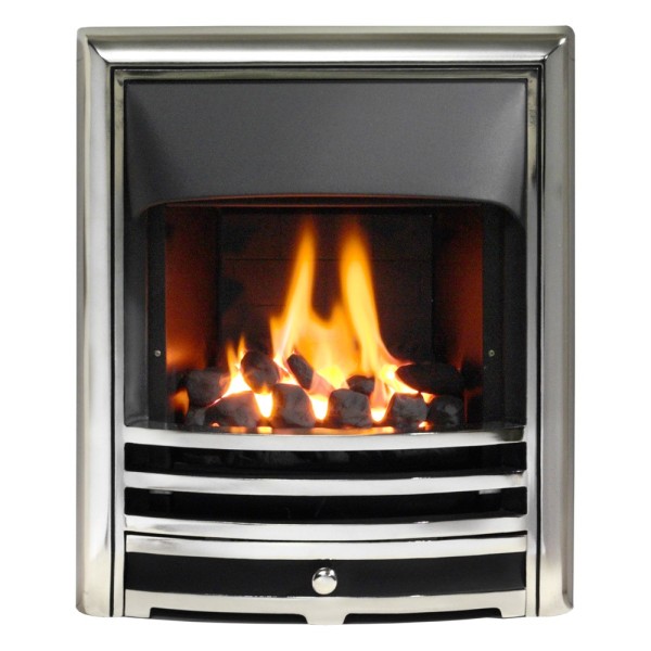 Aurora HE Glass Fronted Convector Gas Fire - Chrome,Slide,