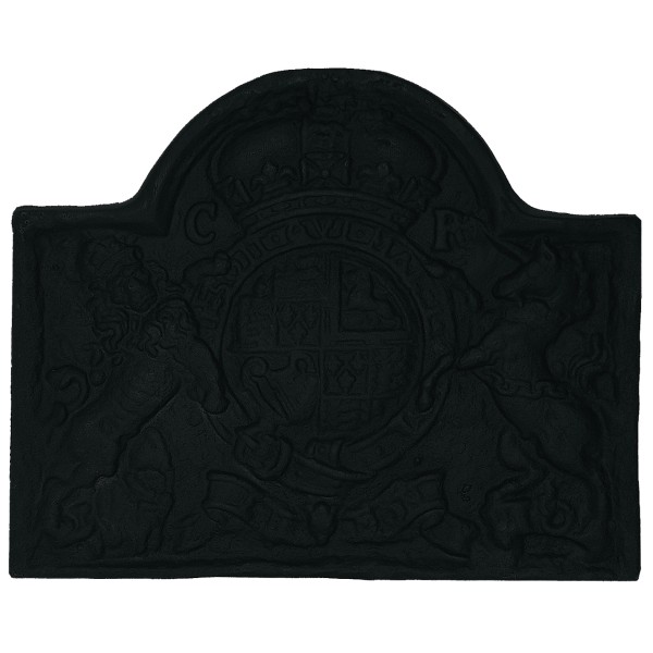 Lion and Unicorn Cast Iron Fire Back 39'' Wide - Cast Iron 