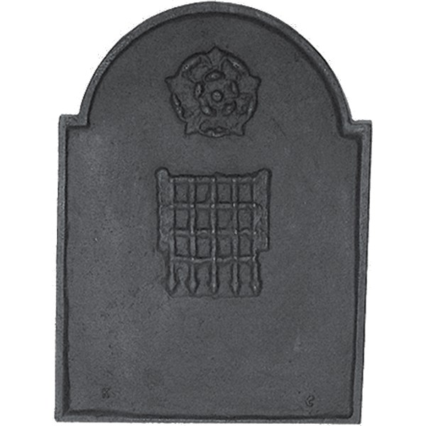 Rose & Porticullis Cast Iron Fire Back 15.5'' wide - Cast Iron