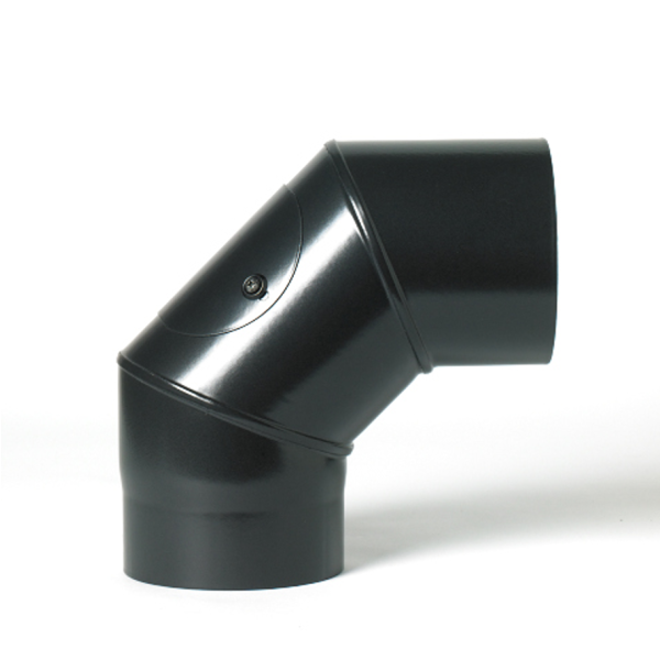 6'' Diameter 90 Degree Elbow With Inspection Door - Vitreous Enamelled - Matt Black