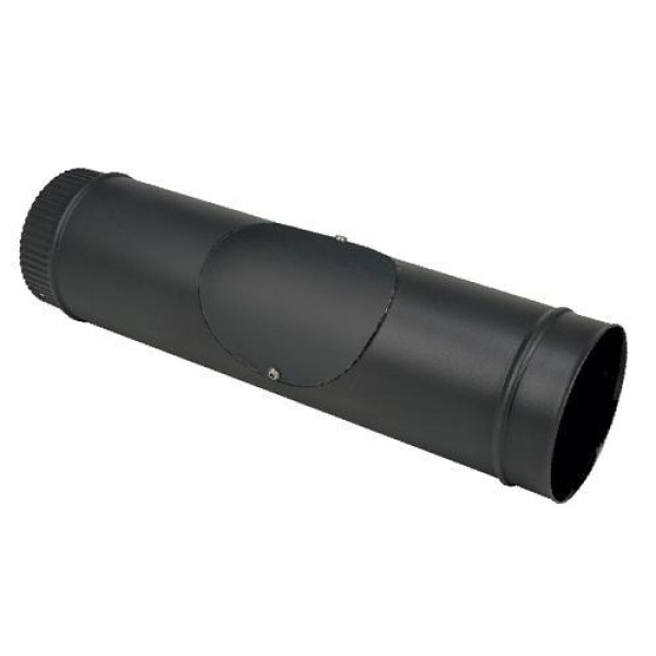 6'' Diameter X 1M Length Flue Pipe With Door - Vitreous Enamelled - Matt Black