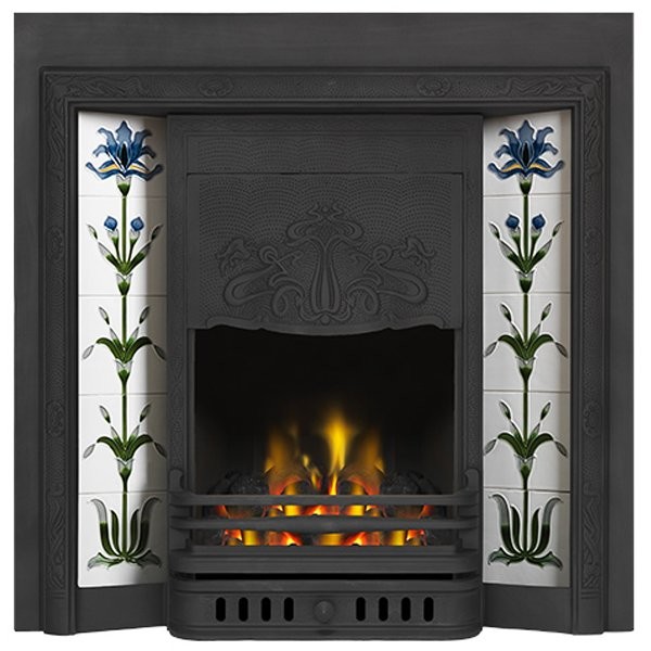 Art Nouveau Cast Iron Tiled Insert Integra Black