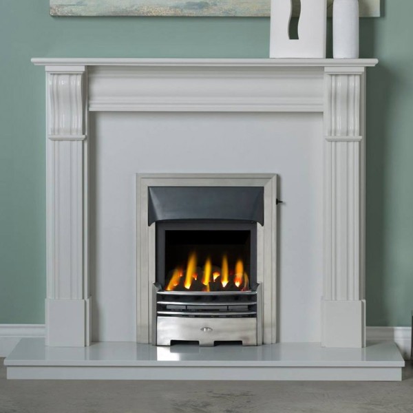 Dublin Corbel 48'' Fireplace Suite with LED Lights - Lunar White