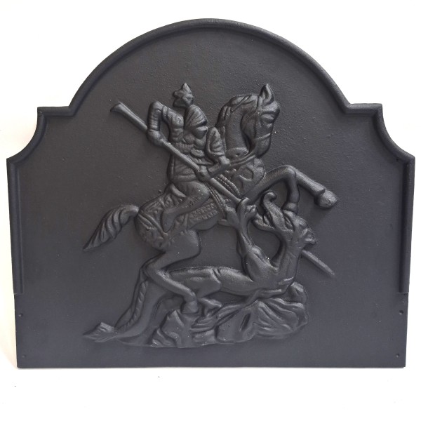 George and Dragon Cast Iron Fire Back 18'' Wide - Cast Iron