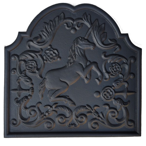 Unicorn Cast Iron Fire Back 15.5'' Wide - Cast Iron