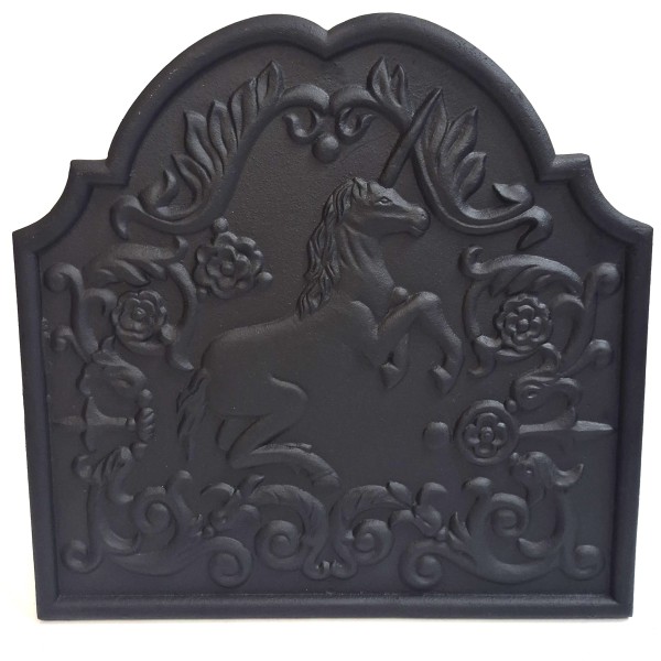 Unicorn Cast Iron Fire Back 15.5'' Wide - Cast Iron