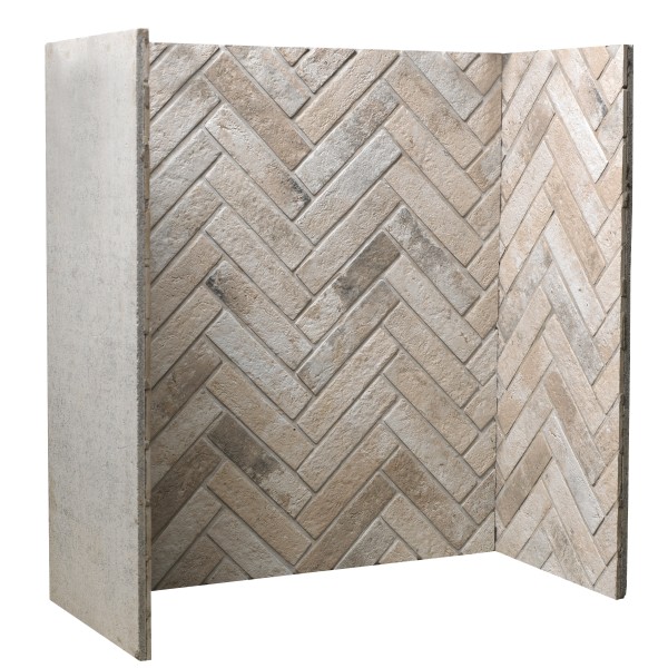 Iced Grey Herringbone Stove Chamber Set (3 pieces, Both sides and back)