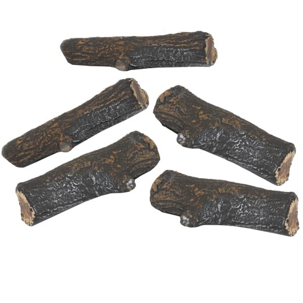 Small Ceramic Gas Fire Log Set - 2 x Medium 3 x Small