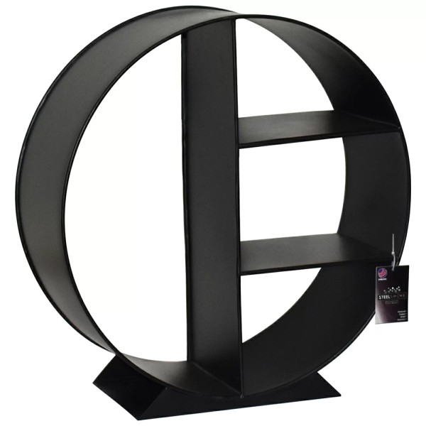 Round Log Holder, Black Modern Fireplace Log Carrier Freestanding 