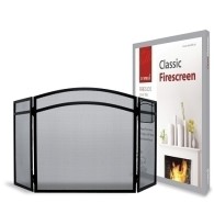 24'' 3 Fold Classic Fire Screen - Black