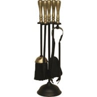 16'' Traditional Top Round Base Companion Set - Black & Antique Plated