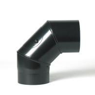 5'' Diameter 90 Degree Elbow With Inspection Door - Vitreous Enamelled - Matt Black