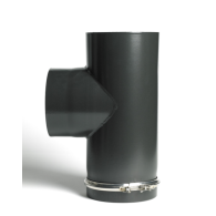 6'' Diameter Male-Female T Piece - Vitreous Enamelled - Matt Black