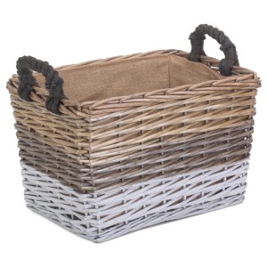 Triple Tone Rectangular Log Basket - Large