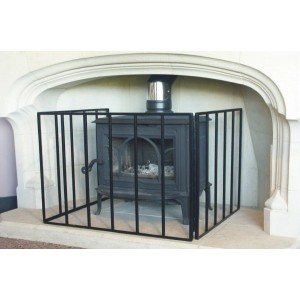 Custom Size Heavy Stove Guard Fire Screen - The Noble Collection - Black