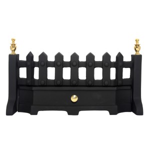 18'' Style Solid Fuel Fire Fret - Black With Brass Finials