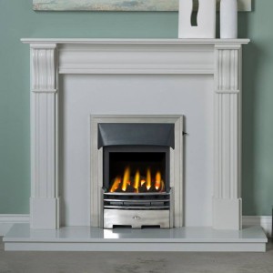 Dublin Corbel 48'' Fireplace Suite with LED Lights - Lunar White