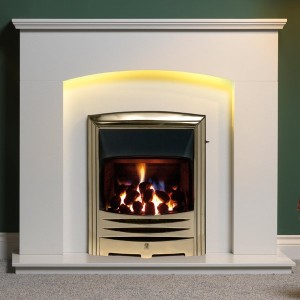 Cartmel Fireplace Suite with LED Lights - Arctic White