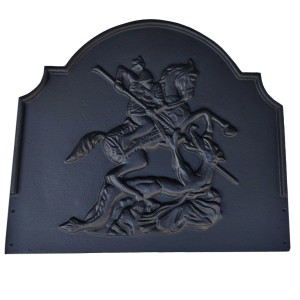 George and Dragon Cast Iron Fire Back 18'' Wide - Cast Iron