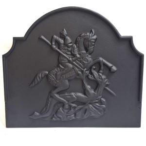 George and Dragon Cast Iron Fire Back 18'' Wide - Cast Iron