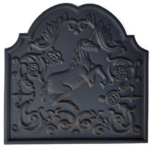 Unicorn Cast Iron Fire Back 15.5'' Wide - Cast Iron