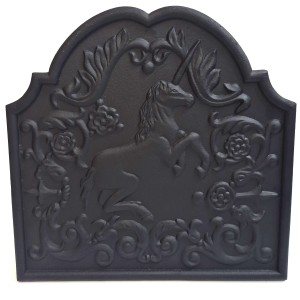 Unicorn Cast Iron Fire Back 15.5'' Wide - Cast Iron