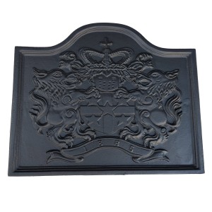 1885 Lions Cast Iron Fire Back 22'' Wide - Cast Iron