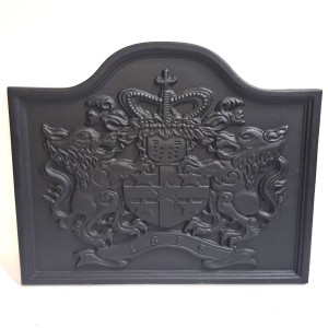 1885 Lions Cast Iron Fire Back 22'' Wide - Cast Iron