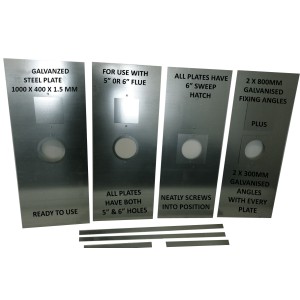 5'' or 6'' Register Plate Kit inc Brackets and Sweeping Hatch - Galvanised