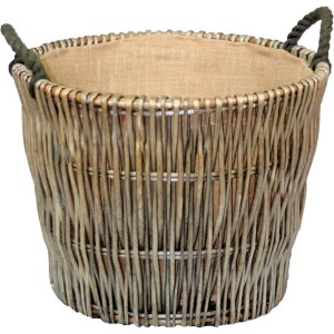 Round Grey Log Basket - Medium