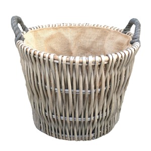 Round Grey Log Basket - Small