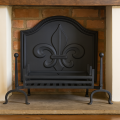 Fleur De Lys Cast Iron Fire Back 23'' Wide - Cast Iron