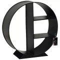 Round Log Holder, Black Modern Fireplace Log Carrier Freestanding 