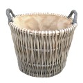 Round Grey Log Basket - Small