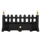 16'' Style Solid Fuel Fire Fret - Black With Brass Finials