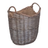 Scoop Neck Log Basket - Small - Antique Wash - Hessian Lined