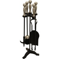 23'' Ball Top Companion Set - Black & Satin Nickel Plated