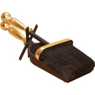 12'' Ball Top Hearth Tidy Black & Brass Plated