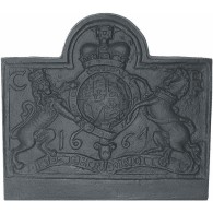 Lion & Unicorn Cast Iron Fire Back 29.5'' wide - Cast Iron