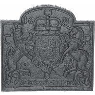 Coat of Arms 1635 Cast Iron Fire Back 23.5'' wide - Cast Iron