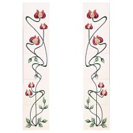Mediterranean Poppy Ivory Burgundy Fireplace Tiles - Tube Lined (Set of 10)